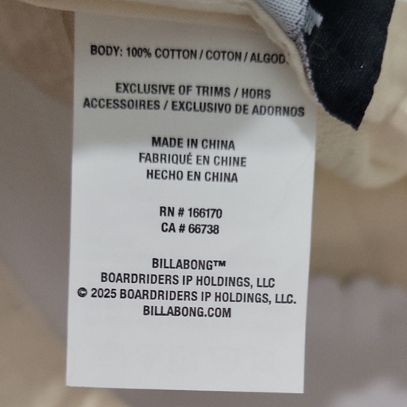 Billabong Beige Corduroy Men's Hat - Picture 5 of 7